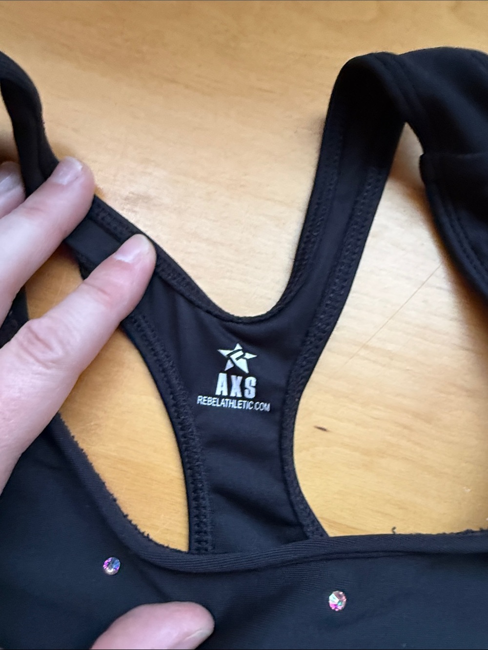Black Rhinestone Racerback Sports Bra - Picture 3 of 3